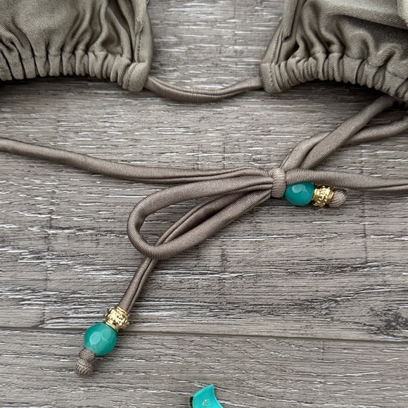 Women’s Ruffle Triangle Bikini Set in Taupe - Picture 3 of 10